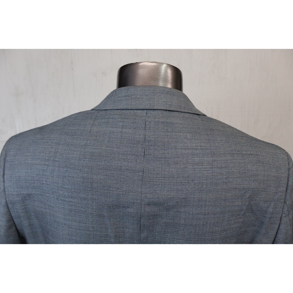 Jos A Bank 46L Blue‎ Birdseye 100% Wool Mens Suit Jacket Sport Coat Nailhead - Picture 6 of 10